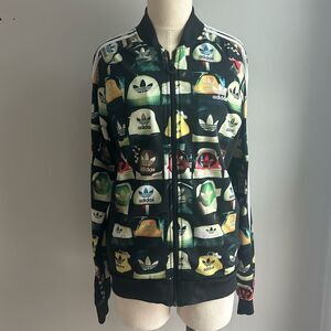 Adidas Track Jacket Rare All Over Print Shoe Sneaker Heels - Size Men’s Medium